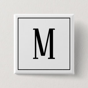 Monogram Black on White Square Button