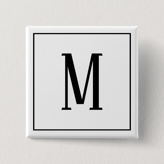 Monogram Black on White Square Button (Front)