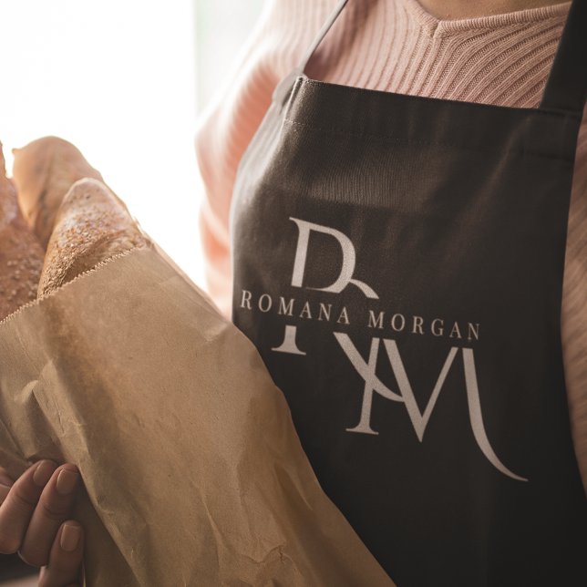 Monogram Black Personalised Apron (Creator Uploaded)