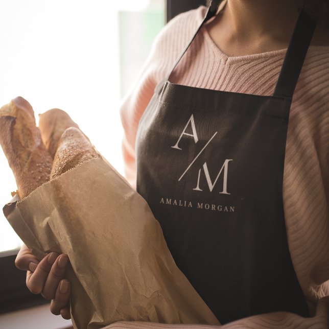 Monogram Black Personalised Apron (Creator Uploaded)