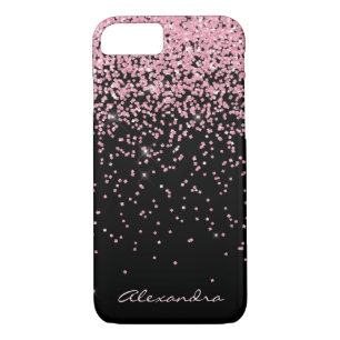 Monogram Black & Pink Sparkle and Glitter iPhone 8/7 Case