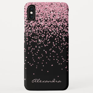Monogram Black & Pink Sparkle and Glitter iPhone XS Max Case