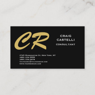 Monogram Black Plain Consultant Business Card