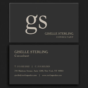 Monogram Black Professional Business Card