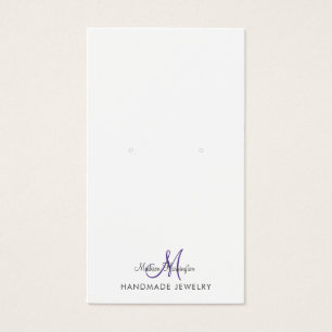 Monogram Black Purple Violet Earring Display Card