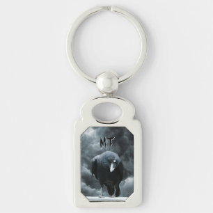 Monogram Black Raven Gothic Key Ring