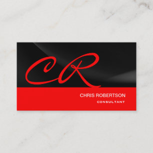 Monogram Black Red Consultant Business Card