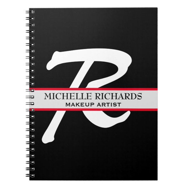 Monogram Black & Red Makeup Artist Notebook (Front)