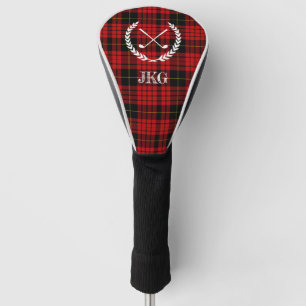 Monogram Black Red Wallace Tartan Plaid Golf Head Cover