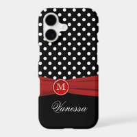 Monogram Black Red White Polka Dot iPhone 7 Case
