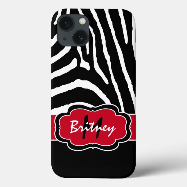 Monogram Black, Red Zebra Stripe iPad Air Case (Back)