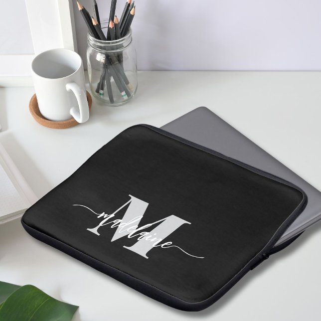Monogram Black Silver White Personal Laptop Sleeve (Creator Uploaded)