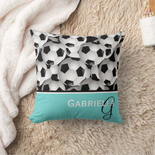 Monogram  Black Soccer Ball Pattern Cushion