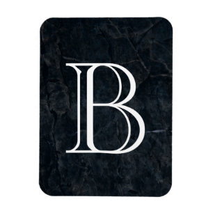 Monogram Black Stone Abstract Grunge Texture Magnet