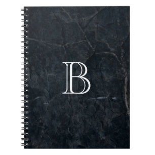 Monogram Black Stone Abstract Grunge Texture Notebook