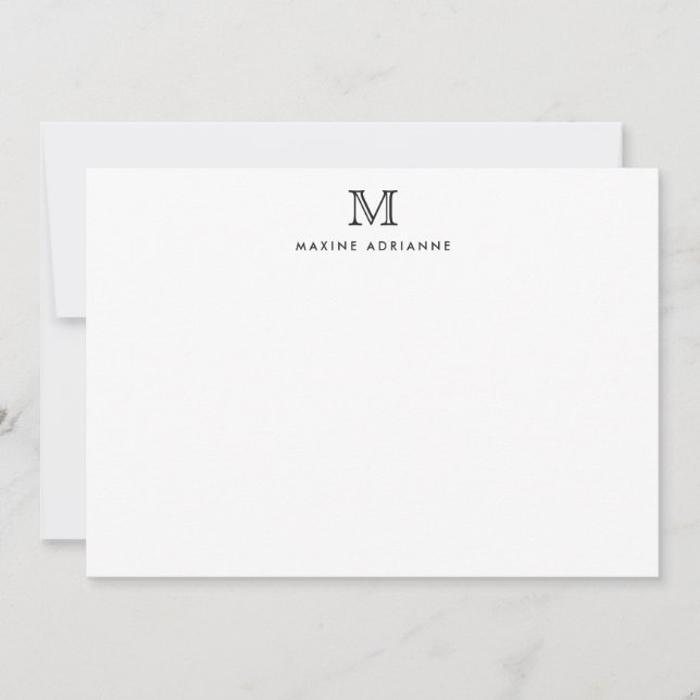 Monogram Black Stylish Chic Classic Formal Elegant Card (Front)