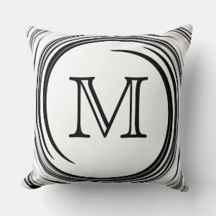 Monogram Black Swirl Abstract Cushion