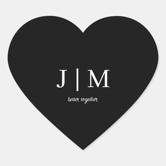 Monogram Black Wedding Favour Sticker  (Front)
