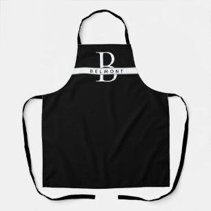 Monogram black & white apron