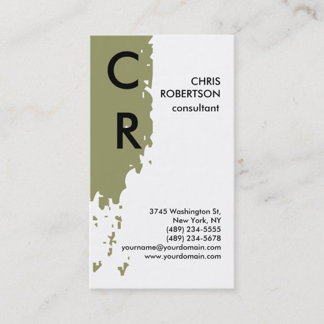 Monogram Black White Beige Business Card (Front)