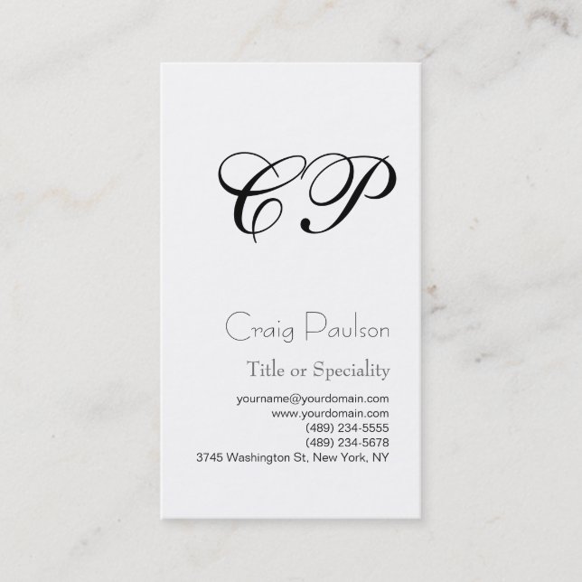 Monogram Black White Consultant Business Card (Front)
