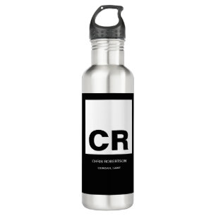 Monogram Black White Create Custom Gift 710 Ml Water Bottle