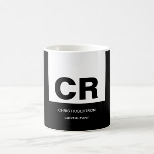 Monogram Black White Create Custom Gift Coffee Mug
