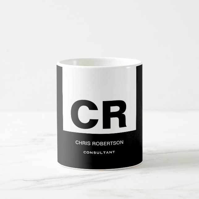 Monogram Black White Create Custom Gift Coffee Mug (Center)