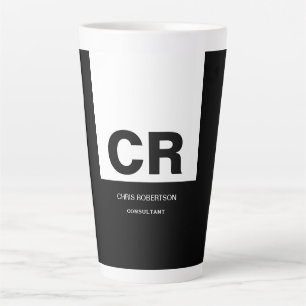 Monogram Black White Create Custom Gift Latte Mug