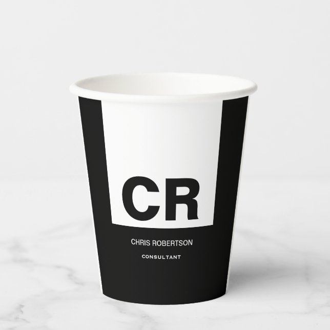 Monogram Black White Create Custom Gift Paper Cups (Front)