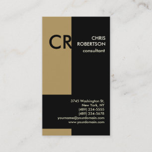 Monogram Black White Gold Business Card