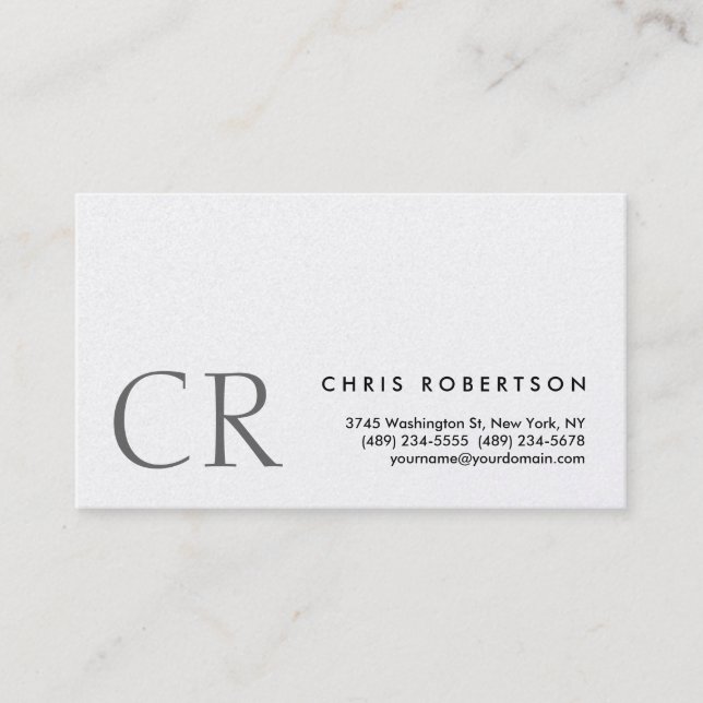 Monogram Black White Grey Business Card (Front)