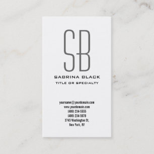 Monogram Black White Grey Consultant Business Card