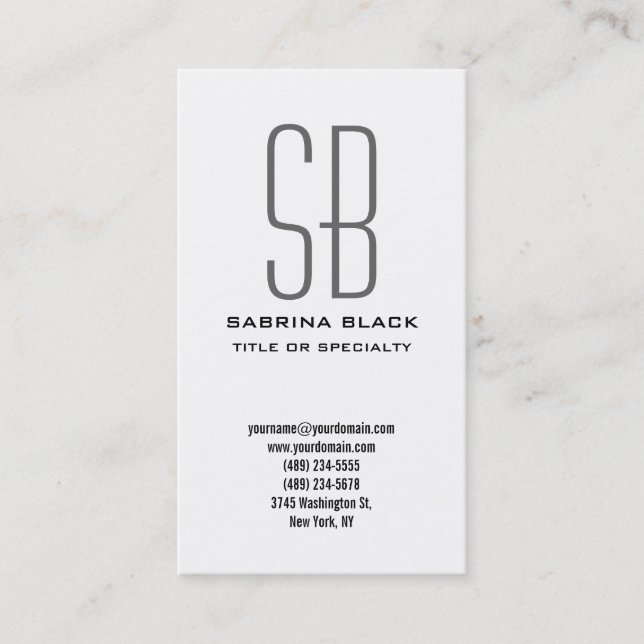 Monogram Black White Grey Consultant Business Card (Front)