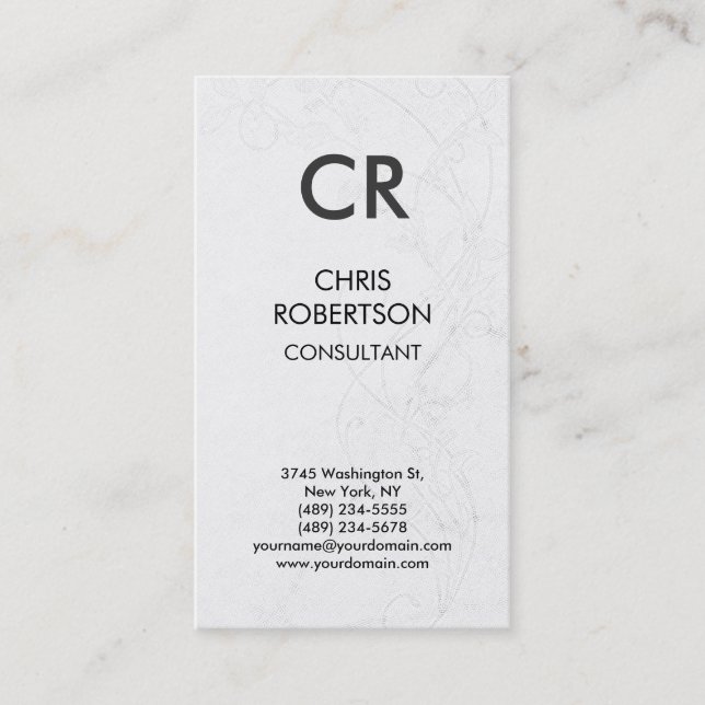 Monogram Black White Grey Pattern Business Card (Front)