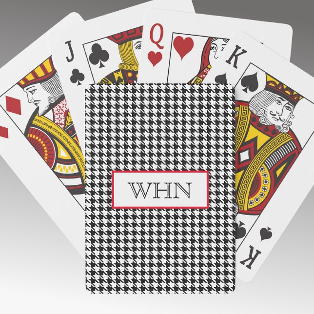 Monogram Black & White Houndstooth, Deck of Playing Cards (Creator Uploaded)
