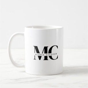 Monogram Black White Modern Minimalist Elegant  Coffee Mug