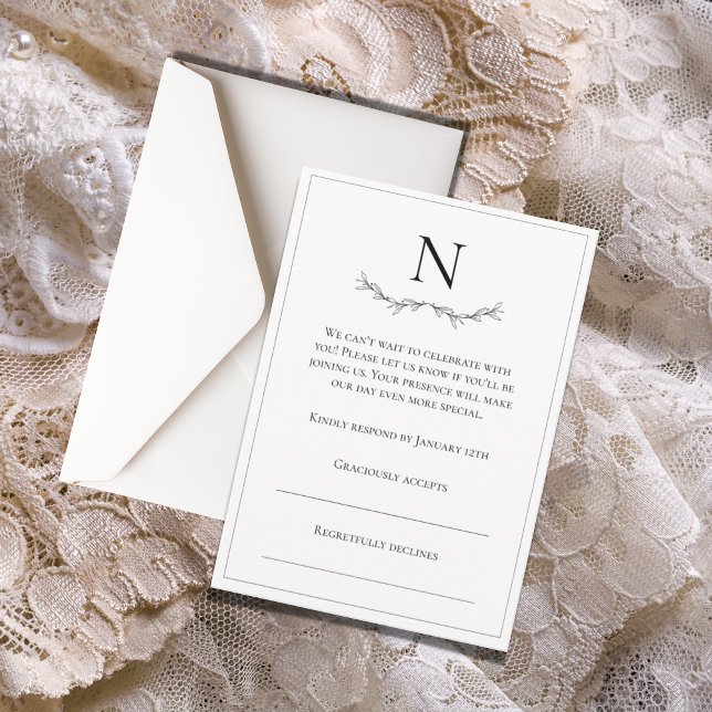 Monogram Black & White Modern RSVP Card (Creator Uploaded)