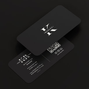 Monogram Black White Modern Simple  Business Card