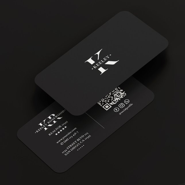  Monogram Black White Modern Simple  Business Card (Monogram Black White Modern Simple Business Card
)