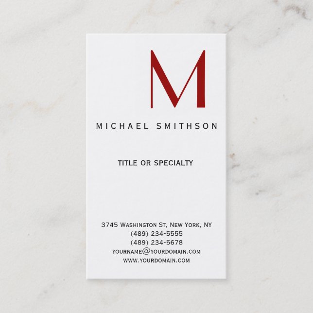 Monogram Black White Modern Simple Business Card (Front)