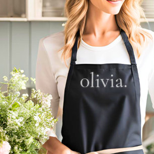 Monogram Black White Modern Simple Elegant Name Apron