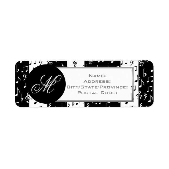 Monogram Black & White Musical Stripes Labels 2 (Front)