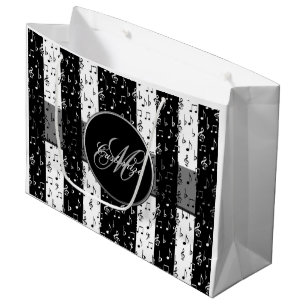 Monogram Black & White Musical Stripes Large Bag
