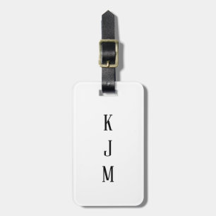 Monogram Black White Name Initials Gift Favour Luggage Tag