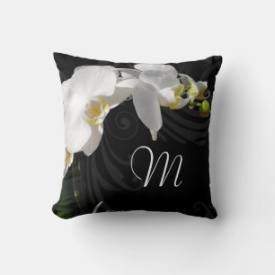 Monogram Black/White Orchid Cushion