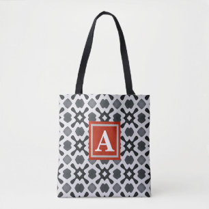 Monogram Black & White Pattern Tote Bag