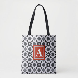 Monogram | Black & White Pattern Tote Bag