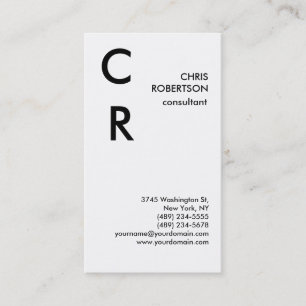 Monogram Black White Plain Business Card
