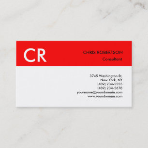 Monogram Black White Red Business Card